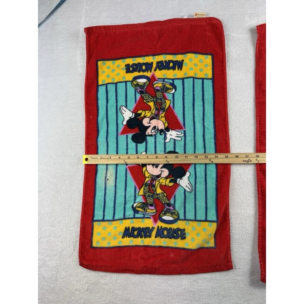Vintage Mickey Mouse Disney Bath Towel Set Franco Hand Towel & Wash Rag 6 Piece
